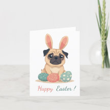 Easter card with a picture of a pug