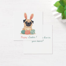 Easter card with a picture of a pug