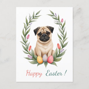 Easter card with a picture of a pug