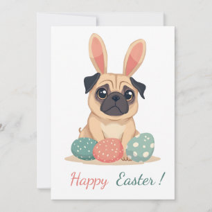 Easter card with a picture of a pug
