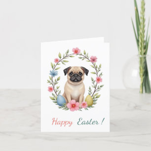 Easter card with a picture of a pug