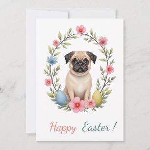 Easter card with a picture of a pug