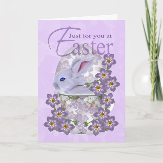 Easter Card With Baby Rabbit - Just For You At Eas (Front)