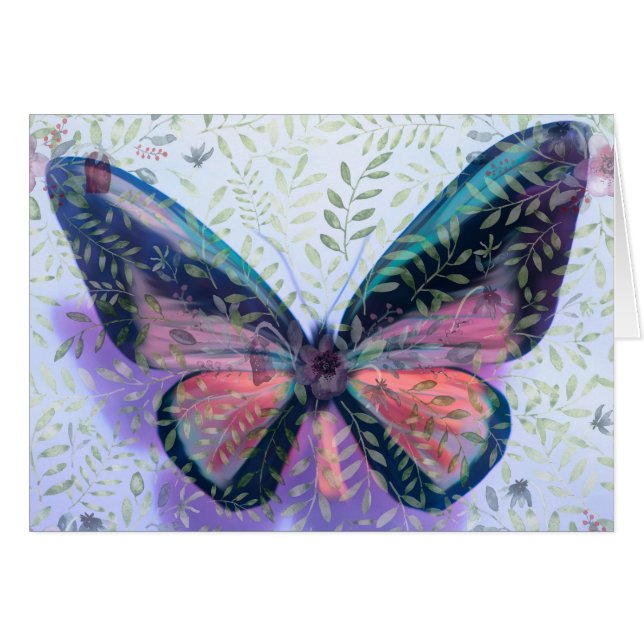 Easter Card with Butterfly Garden Fantasy (Front Horizontal)