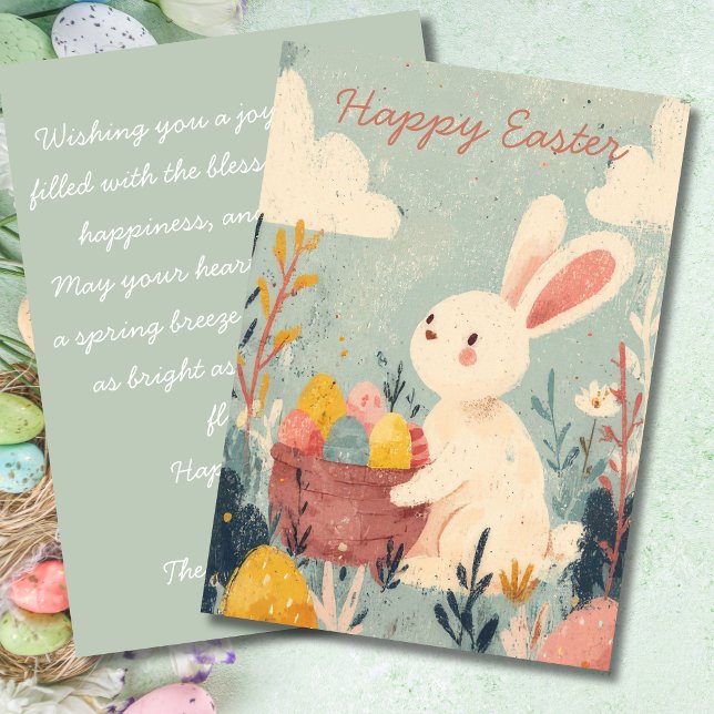 Easter Card with Flowers and Easter Bunny (Creator Uploaded)