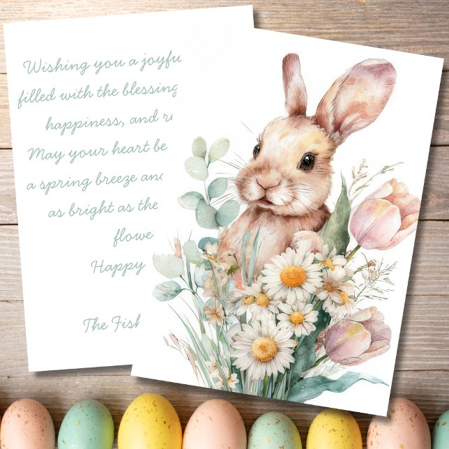 Easter Card with Flowers and Easter Bunny (Creator Uploaded)