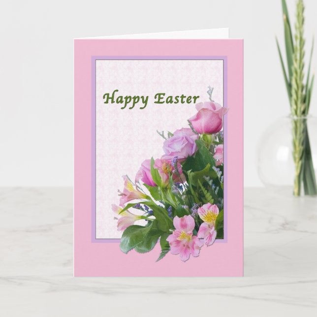 Easter Card with Spring Flowers (Front)