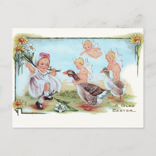 Easter Card with Vintage Illustration (Front)
