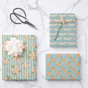 Easter Carrots Gift Wrap - set of 3