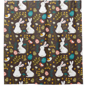 Easter Cartoon Style Seamless Drawing Shower Curtain