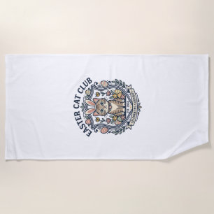 Easter Cat Cat Graphic Tee Art - Easter Cat Club_1 Beach Towel
