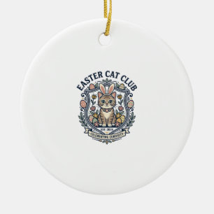 Easter Cat Cat Graphic Tee Art - Easter Cat Club_1 Ceramic Tree Decoration