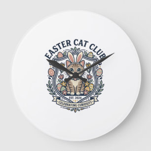 Easter Cat Cat Graphic Tee Art - Easter Cat Club_1 Large Clock
