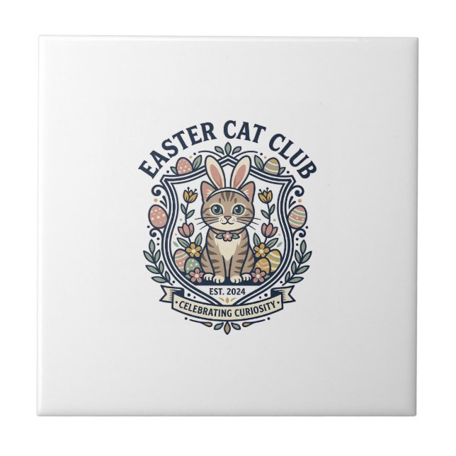 Easter Cat Cat Graphic Tee Art - Easter Cat Club_1 Tile (Front)
