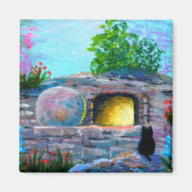 Easter Cat Christian Art Empty Tomb Magnet (Front)