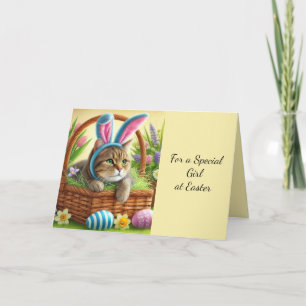 Easter Cat Kids Holiday Greeting Card