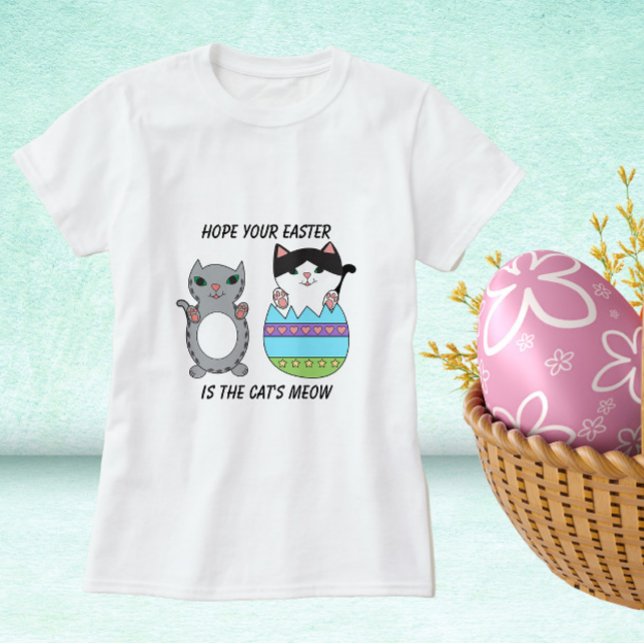 Easter Cat Meow Cute T-Shirt (A cute Easter shirt with cats)