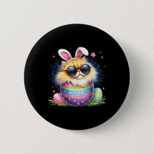 Easter Cat With Bunny Ears Easter Day Egg Hunting 6 Cm Round Badge