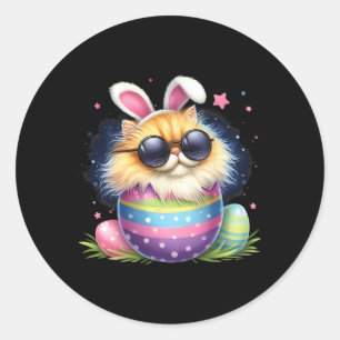 Easter Cat With Bunny Ears Easter Day Egg Hunting Classic Round Sticker