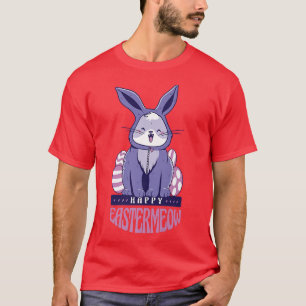 Easter Cat With Bunny Ears Happy Holidays T-Shirt