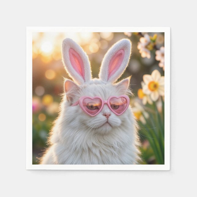 Easter Cat with Bunny Ears Napkin (Front)
