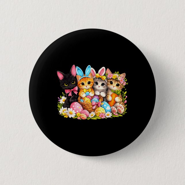 Easter Cats Ears Bunny Eggs 6 Cm Round Badge (Front)