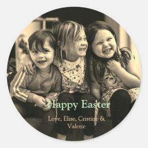 easter celebration add QR photo happy easter Classic Round Sticker