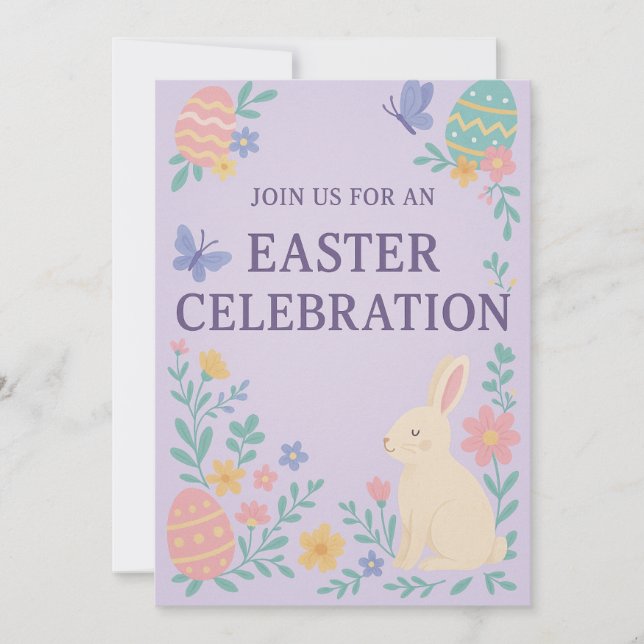 Easter Celebration Invitation | Pastel Bunny  (Front)