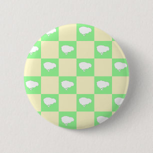 Easter Chequerboard Pattern with White Chick Motif 6 Cm Round Badge