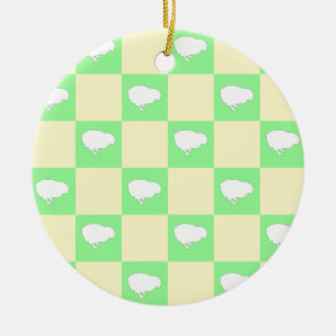 Easter Chequerboard Pattern with White Chick Motif Ceramic Tree Decoration