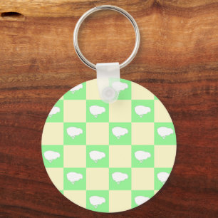 Easter Chequerboard Pattern with White Chick Motif Key Ring