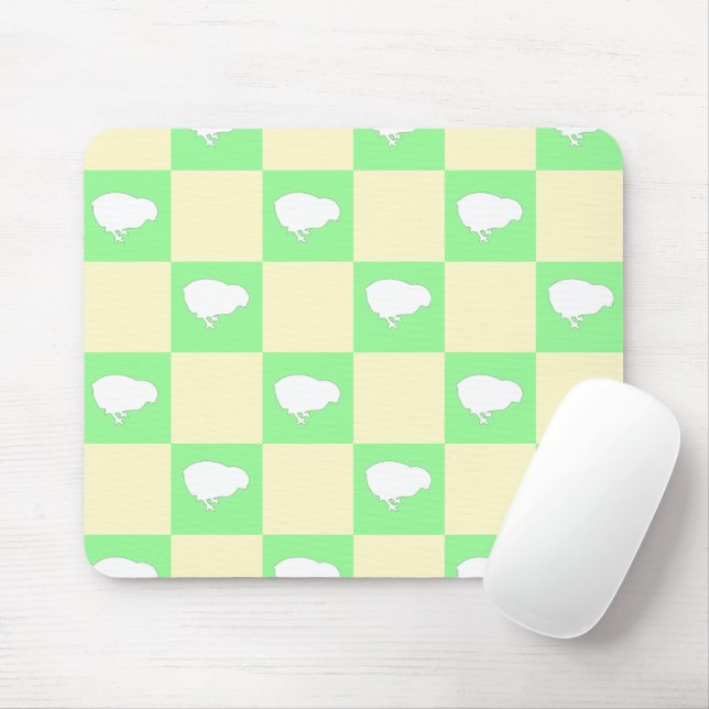 Easter Chequerboard Pattern with White Chick Motif Mouse Mat (With Mouse)