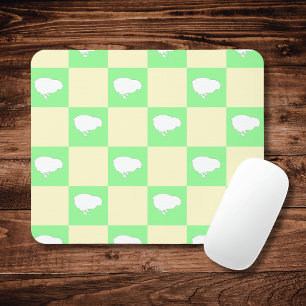 Easter Chequerboard Pattern with White Chick Motif Mouse Mat