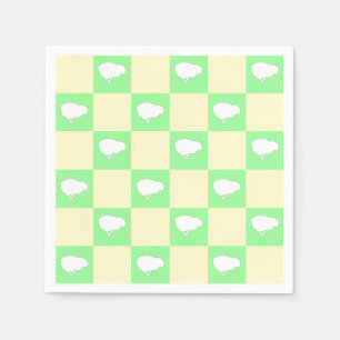 Easter Chequerboard Pattern with White Chick Motif Napkin