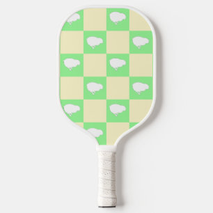 Easter Chequerboard Pattern with White Chick Motif Pickleball Paddle