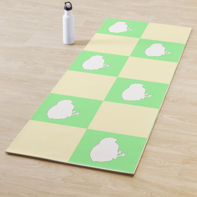 Easter Chequerboard Pattern with White Chick Motif Yoga Mat (In Situ)