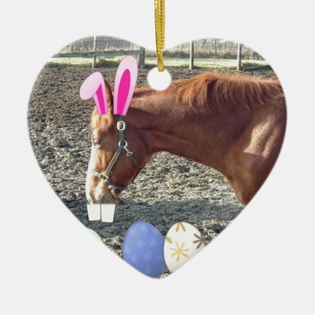 Easter Chestnut Horse Ceramic Tree Decoration (Front)