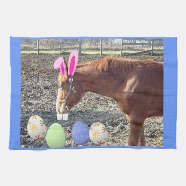 Easter Chestnut Horse Tea Towel (Horizontal)