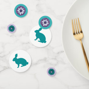Easter Chic: Teal Bunny Floral Confetti