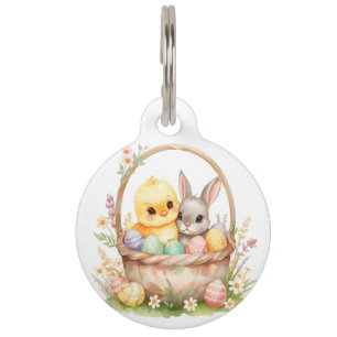 Easter Chick Bunny Pastel Watercolor Spring Dog Pet Tag
