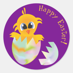 Easter chick classic round sticker