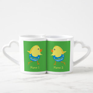 Easter Chick custom couple's mugs