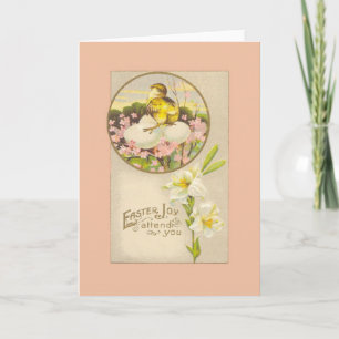 Easter - Chick & Eggs Up a Tree - Antique Postcard