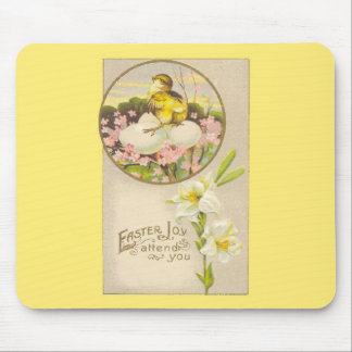 Easter - Chick & Eggs Up a Tree - Antique Postcard Mouse Mat
