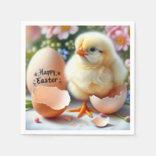 Easter Chick Emerging from Egg Shell Napkin