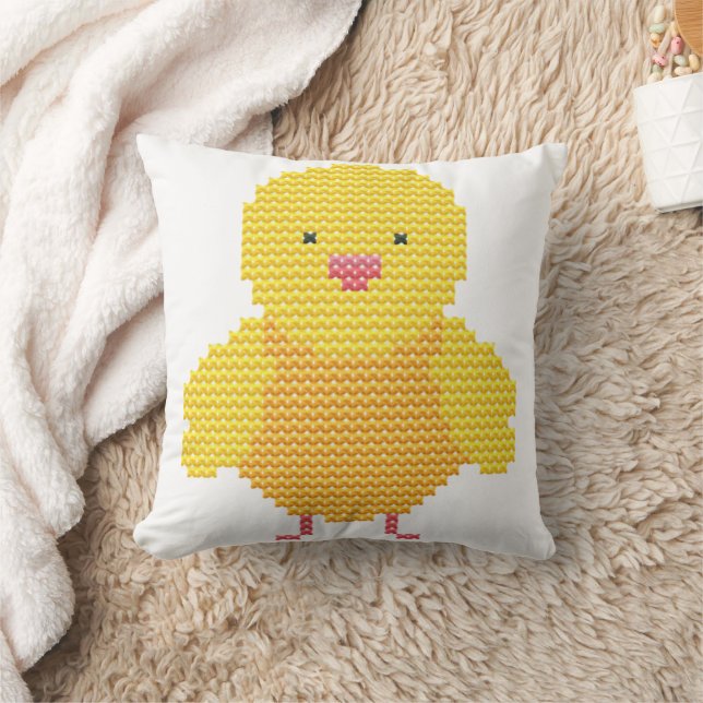 Easter Chick Faux Cross Stitch  Cushion (Blanket)