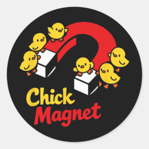 Easter Chick Magnet Funny Chicken Pun Graphic _1  Classic Round Sticker