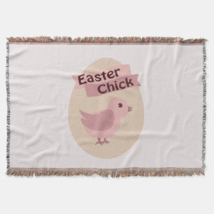 Easter Chick Pink Throw Blanket