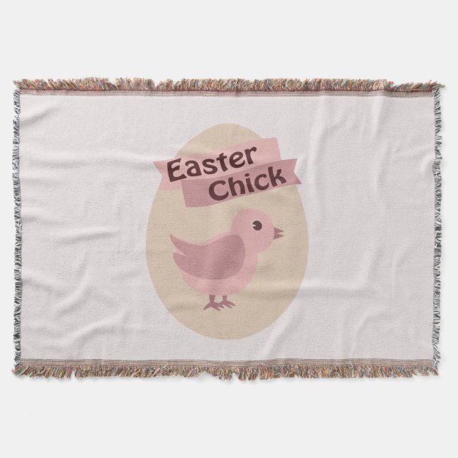 Easter Chick Pink Throw Blanket (Front)
