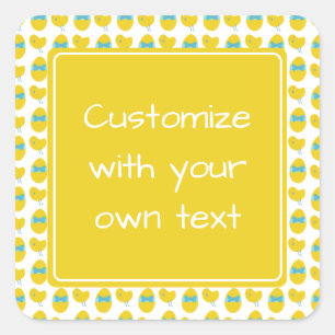 Easter Chicken and Egg Custom Text Square Sticker